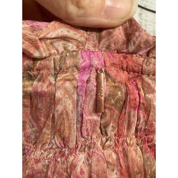 MISA Solange Chiffon Mini Dress XS Romantic Rose Python Ruffle Long Sleeve - Picture 7 of 10